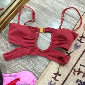 Red Bikini Top with Gold Accent